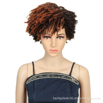 Magic Hair 10 Inches Afro Kinky Curly Wig Synthetic Short Wigs With Bangs Ombre Color Adjustable Wigs for Black Women